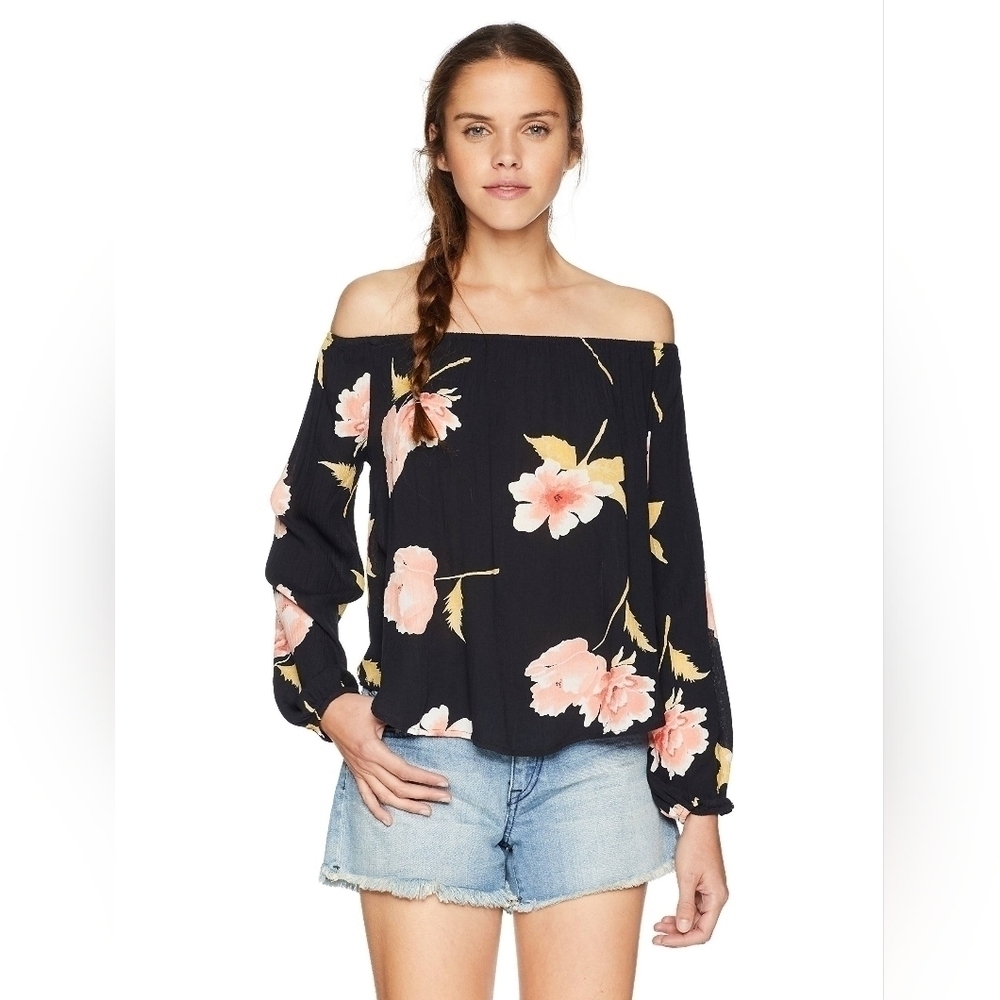 Billabong Mi Amore Floral Print Off-The-Shoulder Top
